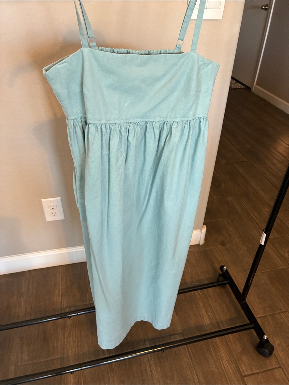Uniqlo Light Aqua Blue Spaghetti Strap Midi Dress